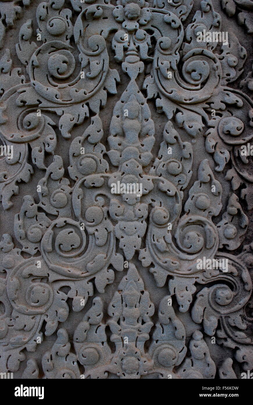 Ancient Khmer bas relief wall carving showing intricate detail. Angkor ...