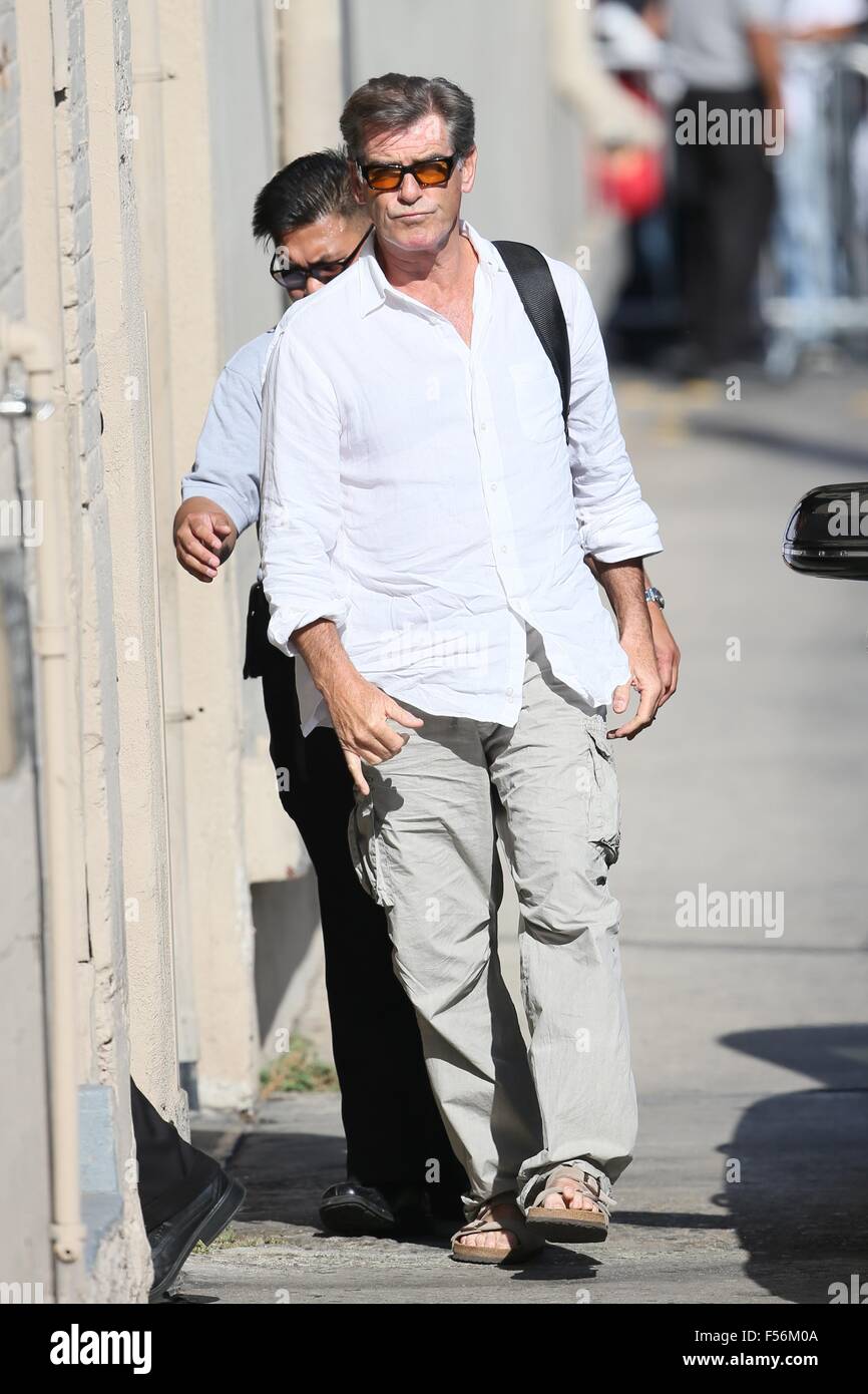 Pierce Brosnan seen arriving at ABC studios for Jimmy Kimmel Live
