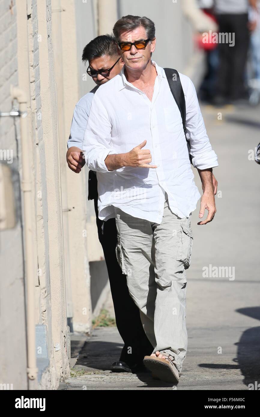 Pierce Brosnan seen arriving at ABC studios for Jimmy Kimmel Live