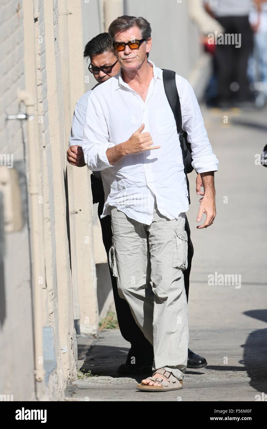 Pierce Brosnan seen arriving at ABC studios for Jimmy Kimmel Live