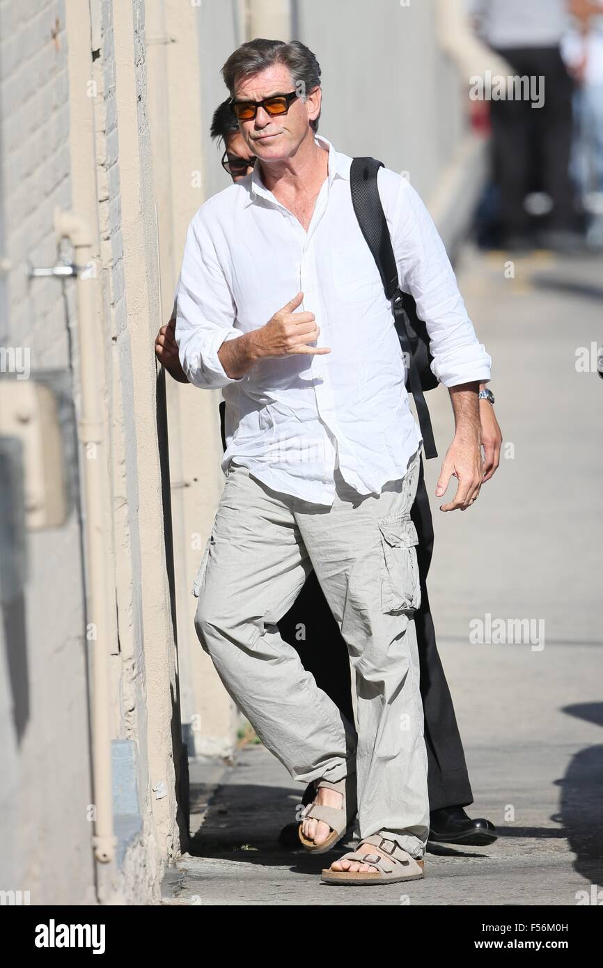 Pierce Brosnan seen arriving at ABC studios for Jimmy Kimmel Live