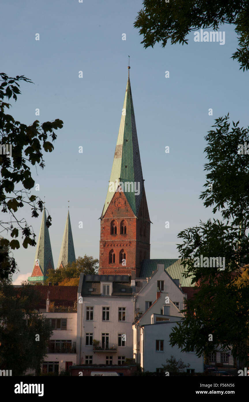 Spire of the medieval Domkirche, Lubeck, Germany Stock Photo