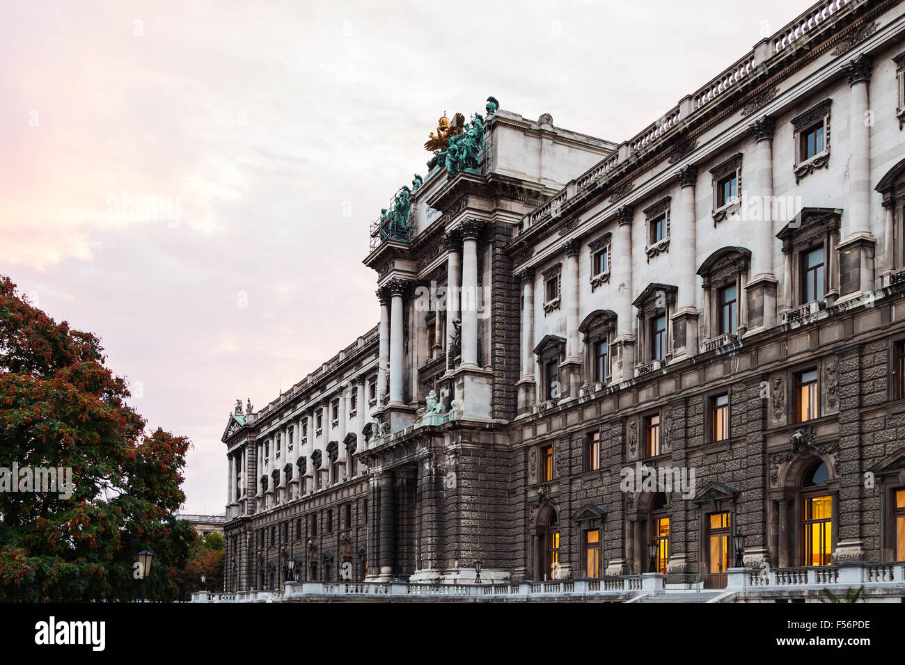 travel to Vienna city - Neue Burg of Hofburg Palace at sunrise, Vienna, Austria Stock Photo