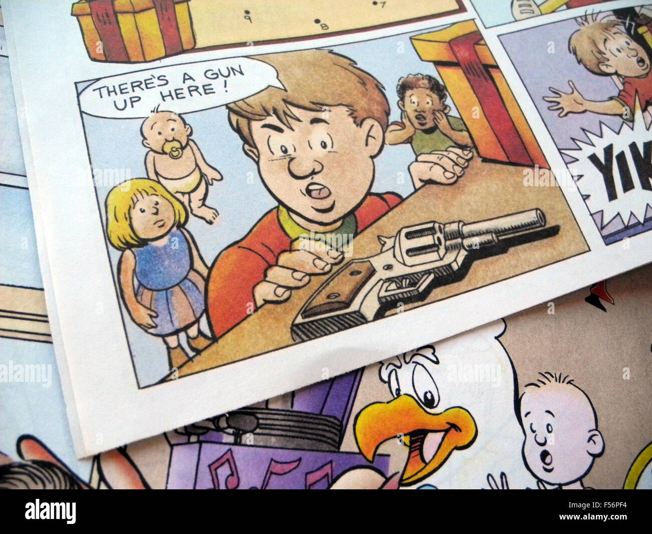 A scene from the magazine "Learn Gun Safety with Eddie Eagle" from the