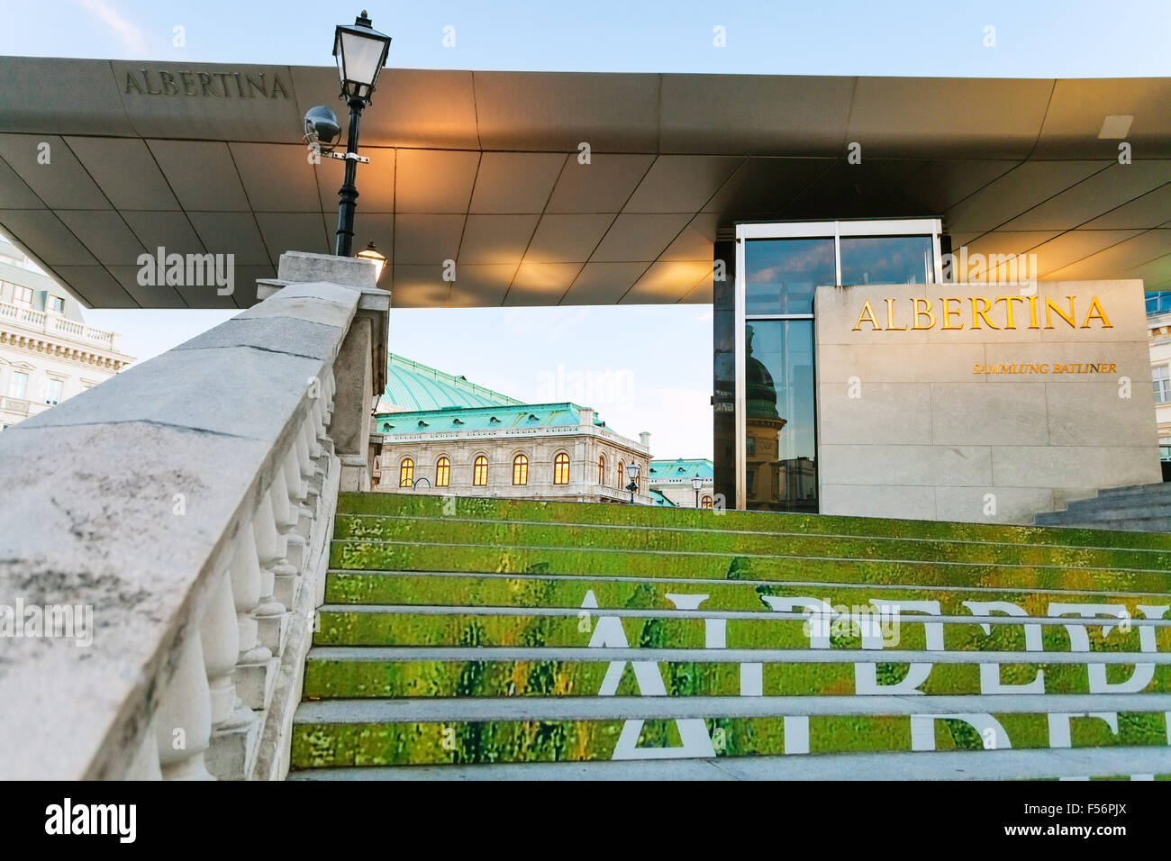 VIENNA, AUSTRIA - SEPTEMBER 28, 2015: steps to Albertina Museum, Vienna. Albertina is one of most important gallery with about 6 Stock Photo