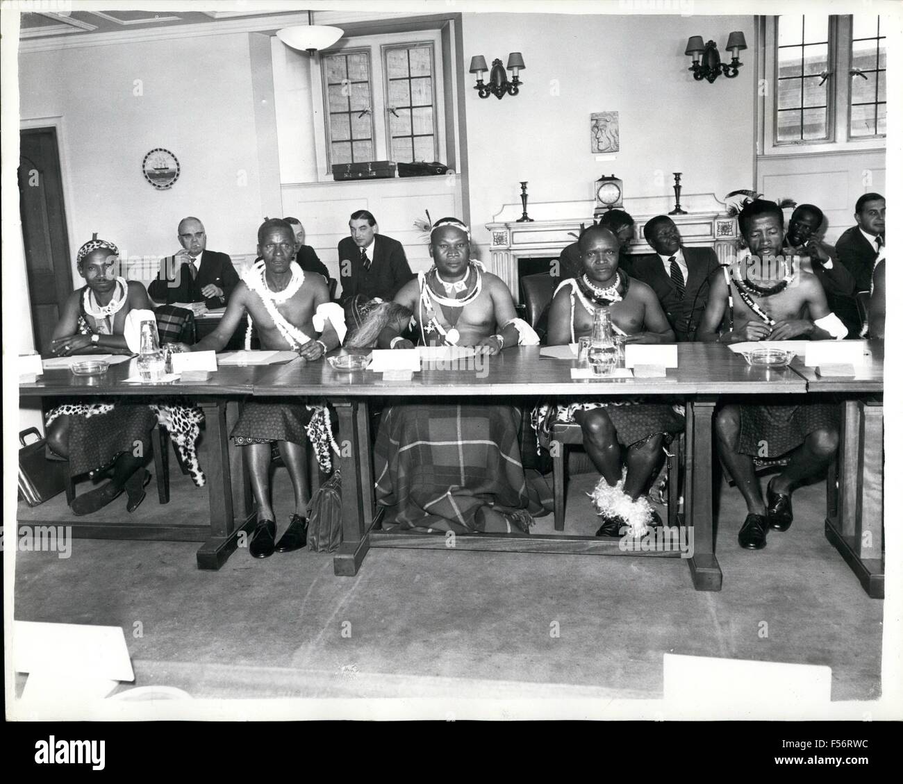 1962 - Swaziland Talks Open In London: Discussions began at the Colonial Office this morning between representatives of the British territory of Swaziland and officials of the Colonial Office led by Mr. Duncan Sandys. Swaziland lies within the Republic of South Africa and the talks will decide what measure of constitutional reform is feasible at this stage. Photo shows Members of the Swazi delegation to the talks. Left to right they are:- Mr. J.MB. Sukati, Mr. P. I. Dlamini and Mr. A.K. Hiofe. © Keystone Pictures USA/ZUMAPRESS.com/Alamy Live News Stock Photo