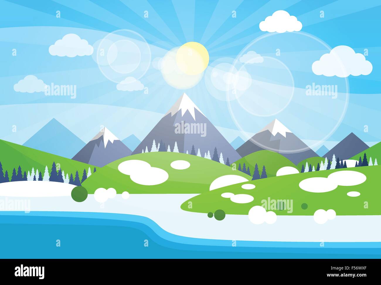 Winter Mountain River Landscape Background Stock Vector Image & Art - Alamy