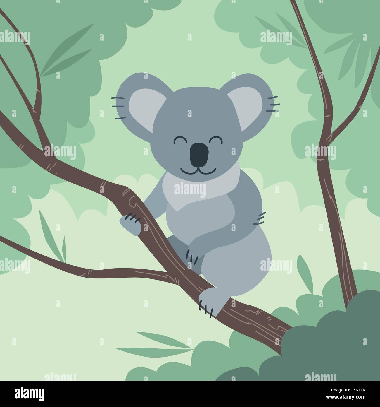 Koala Bear Jungle Tree Flat Vector Stock Vector Image & Art - Alamy