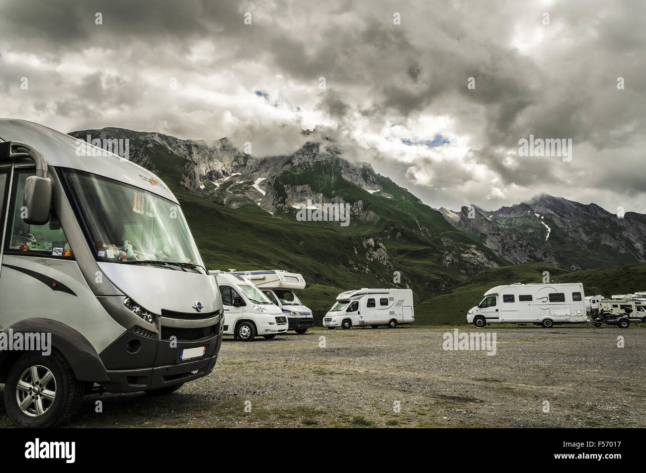 On the road in the Pyrenees mountains in Spain Stock Photo
