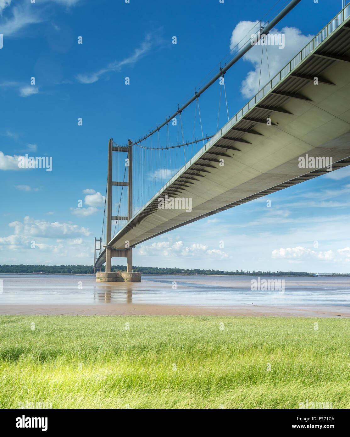 The Humber Suspension Bridge, Hull, United Kingdom. Stock Photo