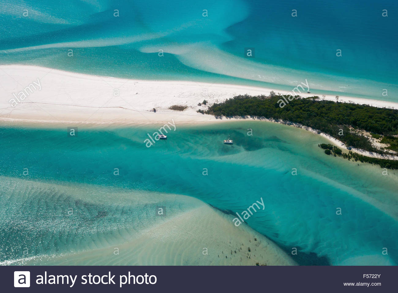 Aerial view of Whitehaven beach and the Hill Inlet on whitsunday island - Whitsundays - Queensland (Australia) - Stock Image