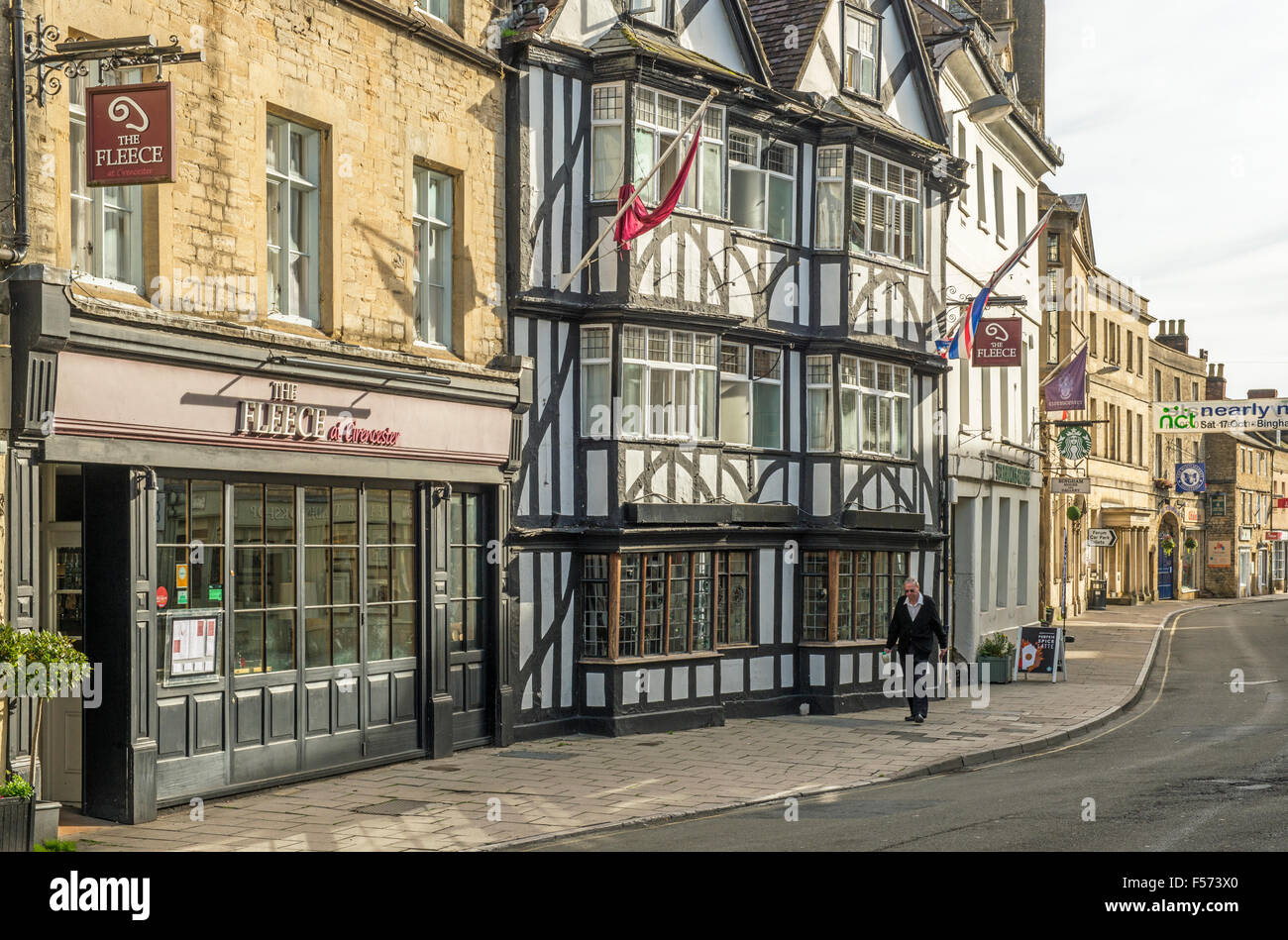 The Fleece Inn in the Market Square Cirencester Gloucestershire Stock Photo