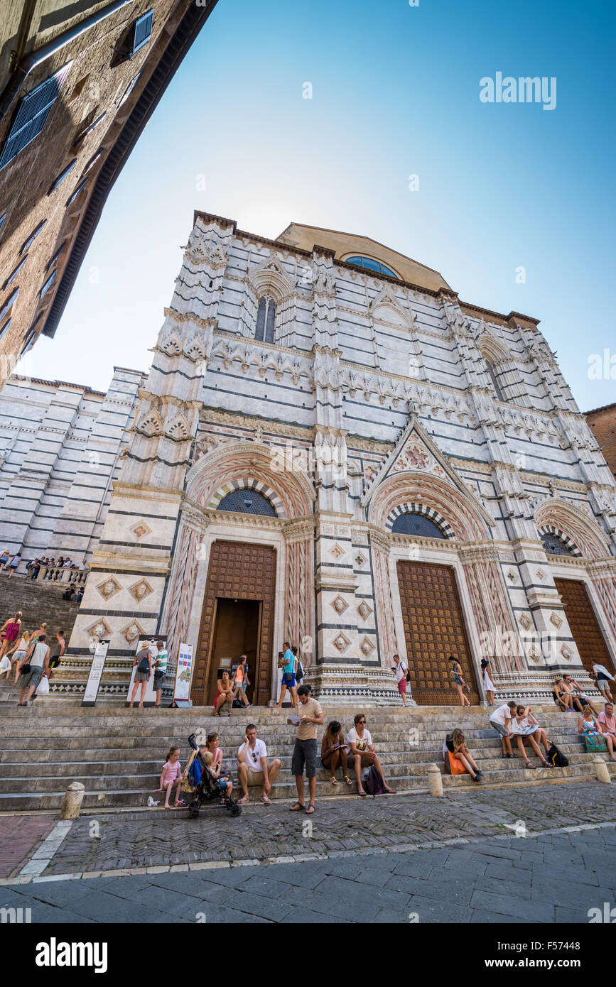 Entrance to the old baptistery in the town of Siena, Tuscany, Italy. Stock Photo