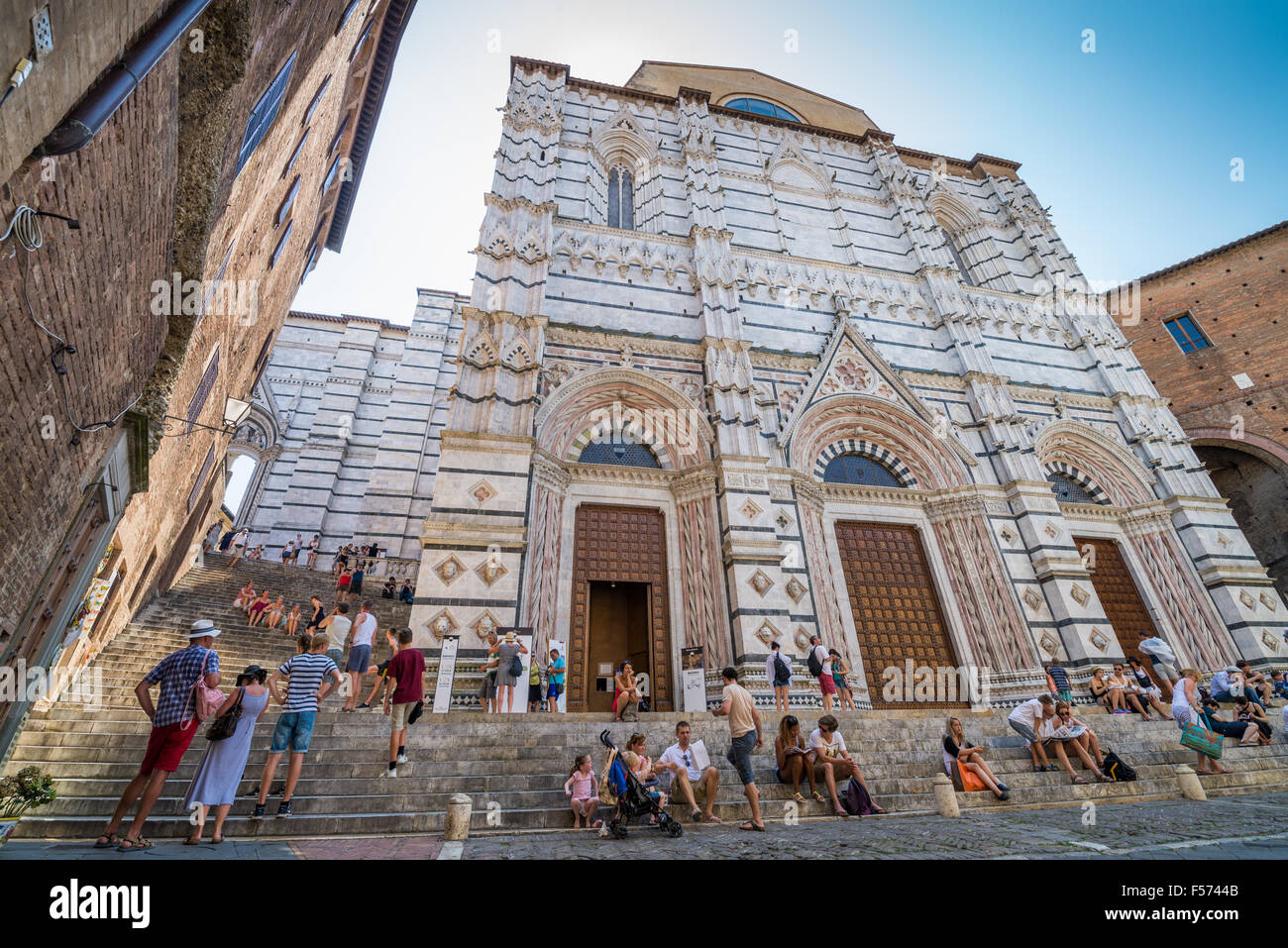 Entrance to the old baptistery in the town of Siena, Tuscany, Italy. Stock Photo