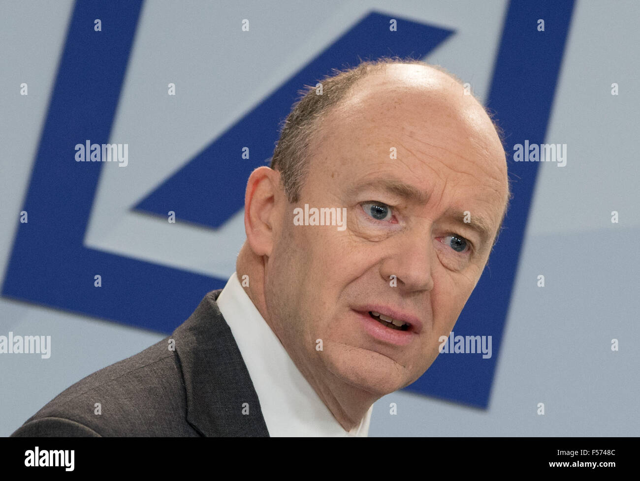 John Cryan, co-CEO of Deutsche Bank, attends a press conference at bank ...