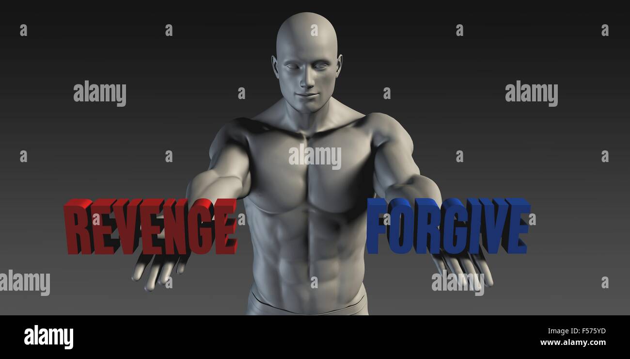 Forgive or Revenge as a Versus Choice of Different Belief Stock Photo