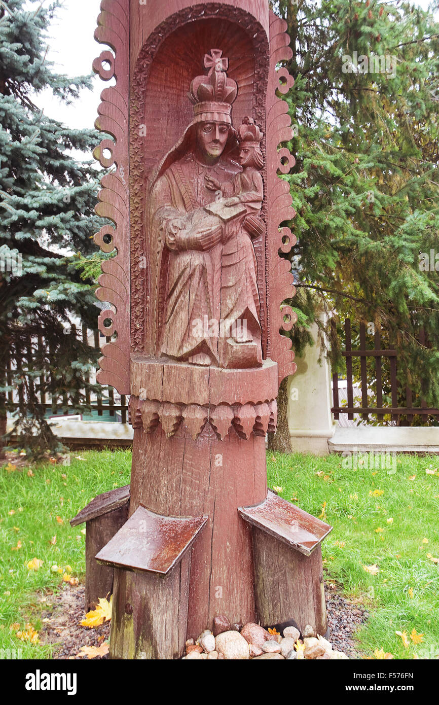 Sacred Wooden Sculpture in Trakai (Lithuania) Stock Photo