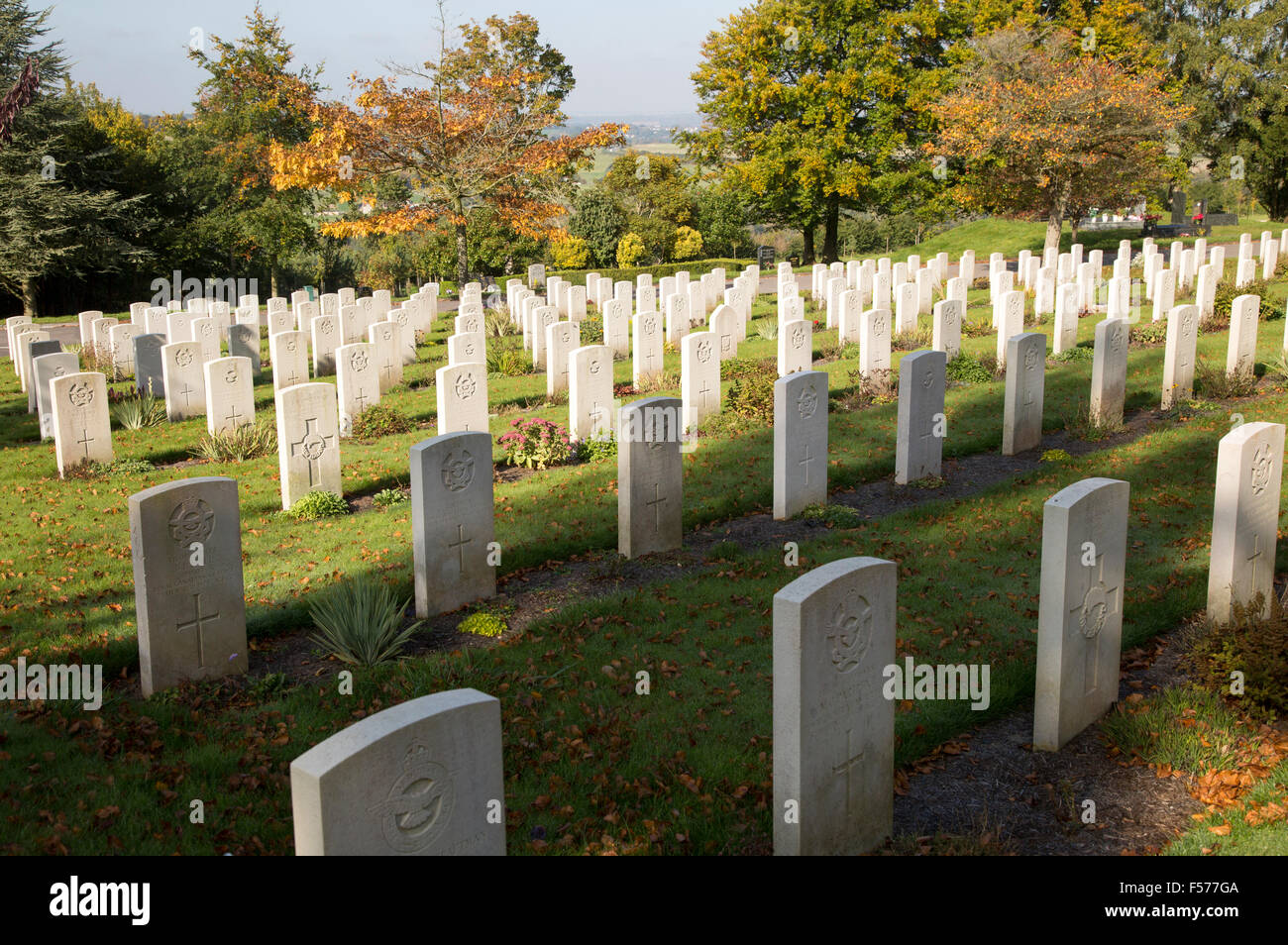 Graves from second world war at Haycombe cemetery, Bath, Somerset, England, UK Stock Photo