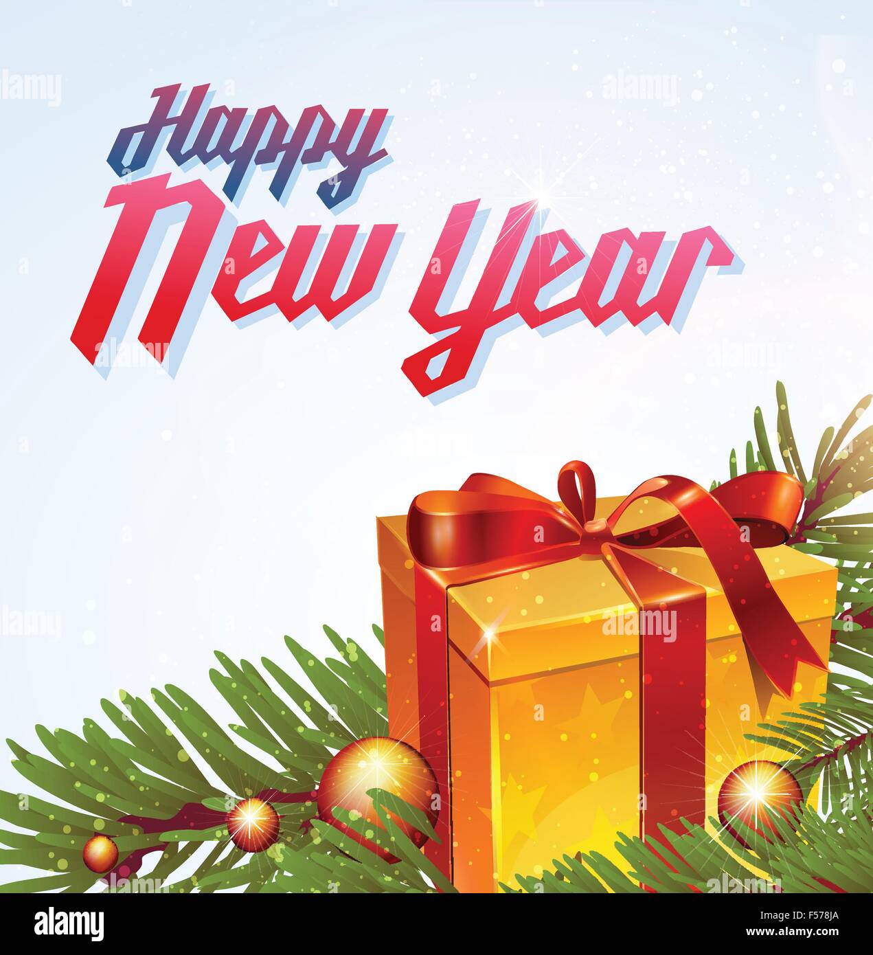 Vector illustration  with new year lettering. Stock Vector
