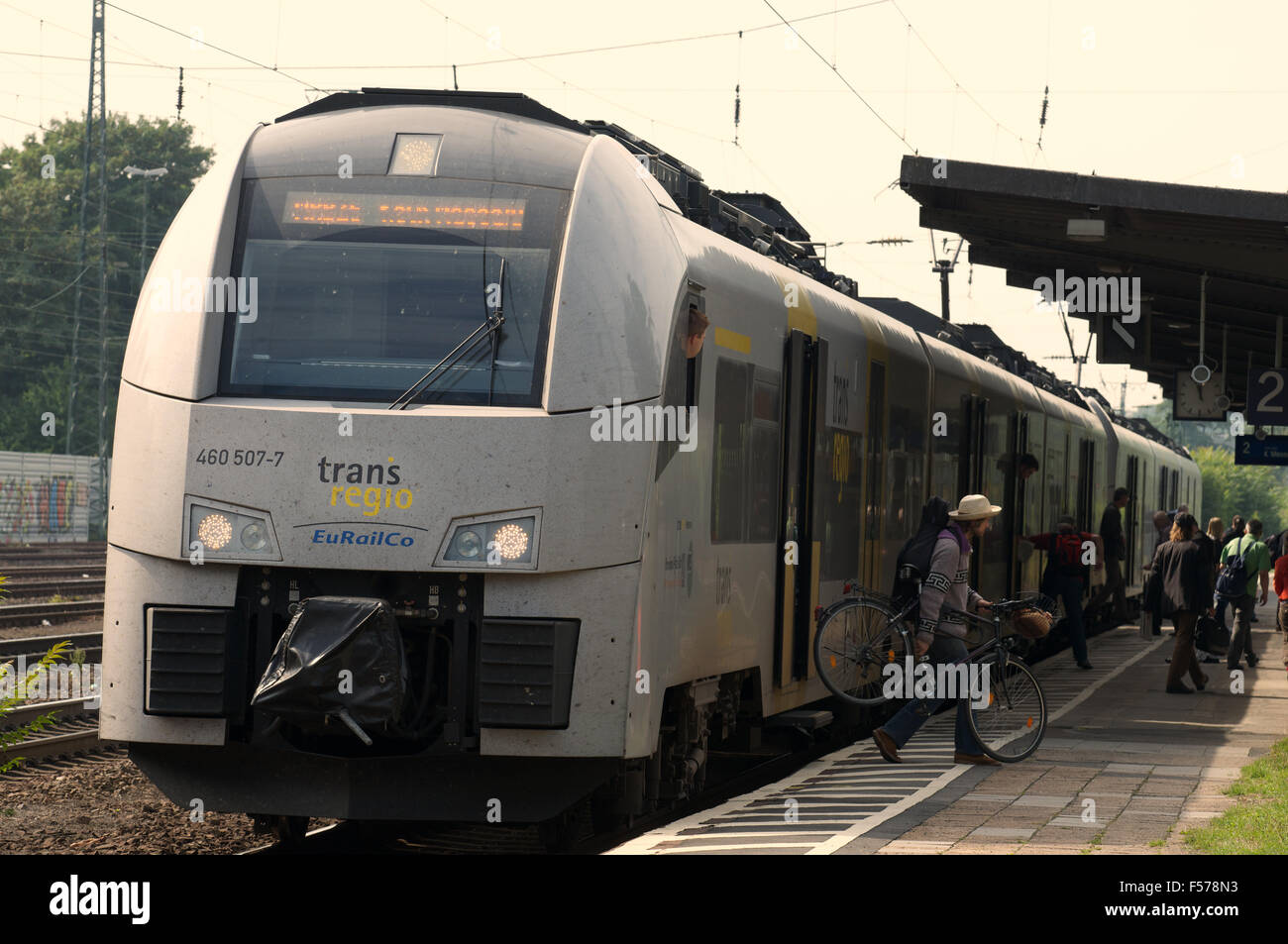 Trans regio EuRailCo passenger train, Cologne-West, Germany. Stock Photo