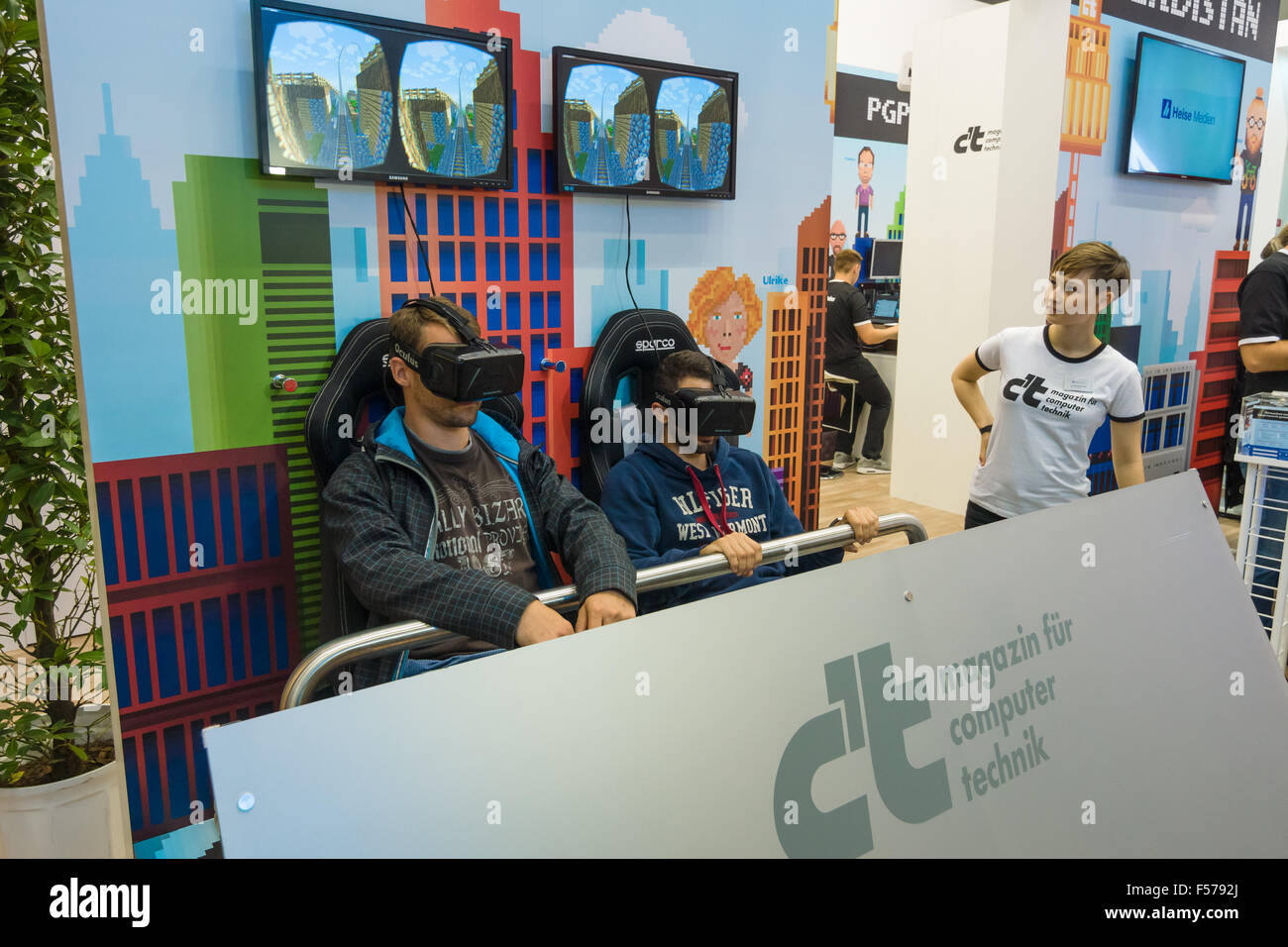 Stand for testing virtual reality equipment, Oculus Rift. International radio exhibition Berlin (IFA) Stock Photo