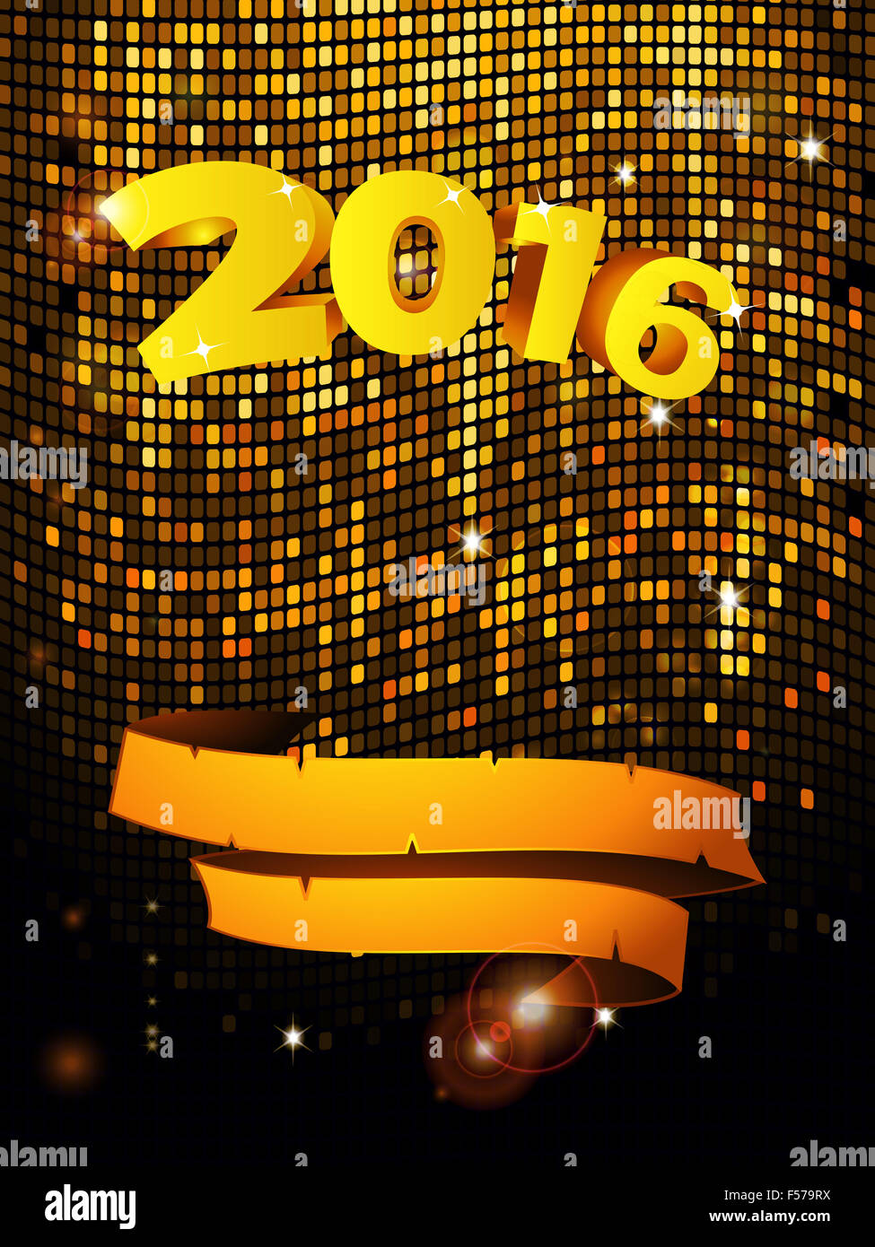 Golden Tiles Wall with 2016 and aged Banner Background Stock Photo - Alamy