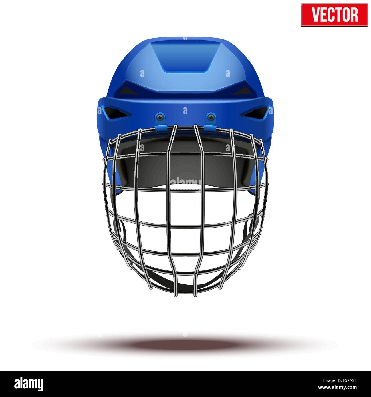 Classic blue Goalkeeper Ice Hockey Helmet isolated on Background. Vector. Stock Vector