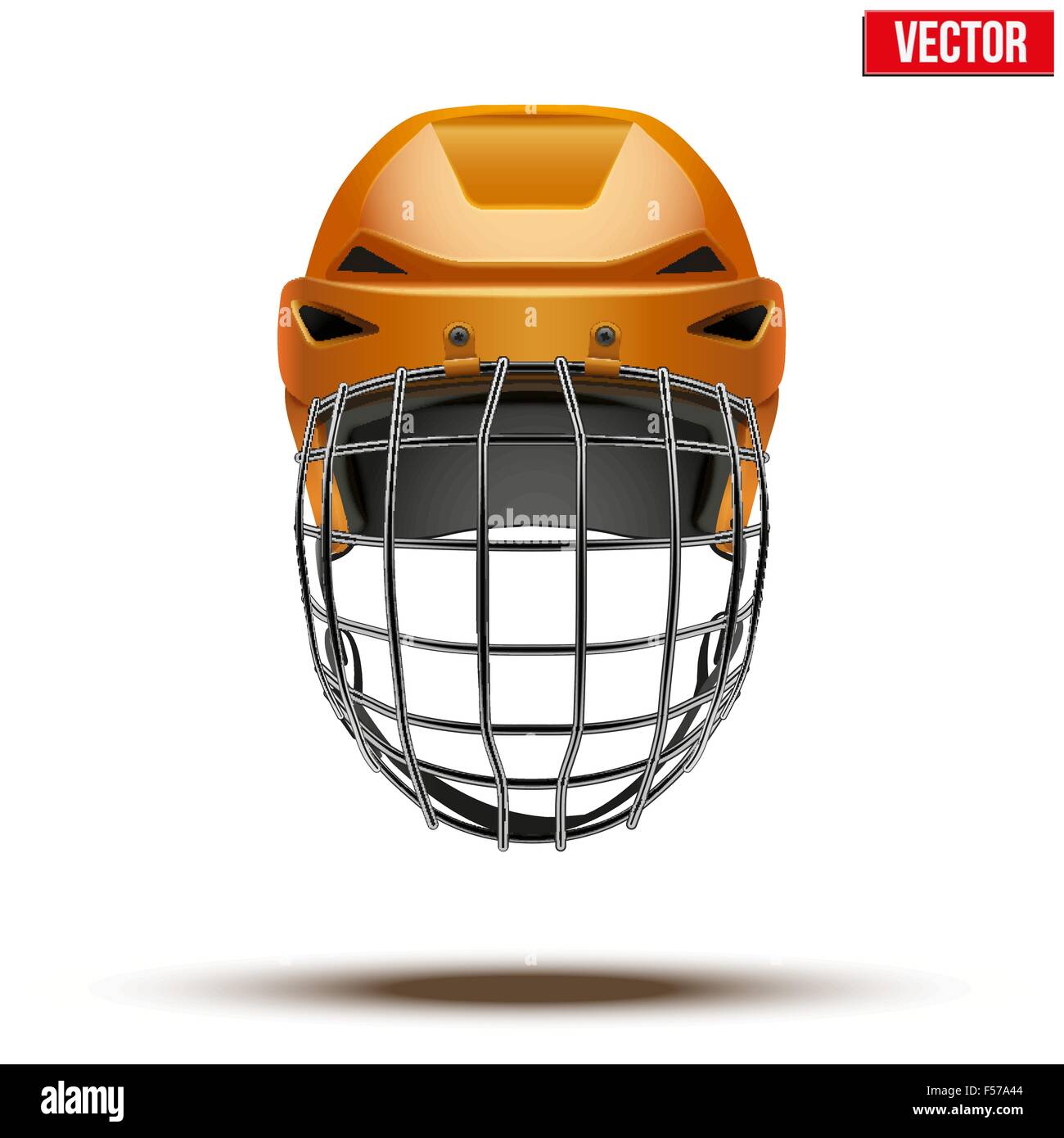 Classic orange Goalkeeper Ice Hockey Helmet isolated on Background