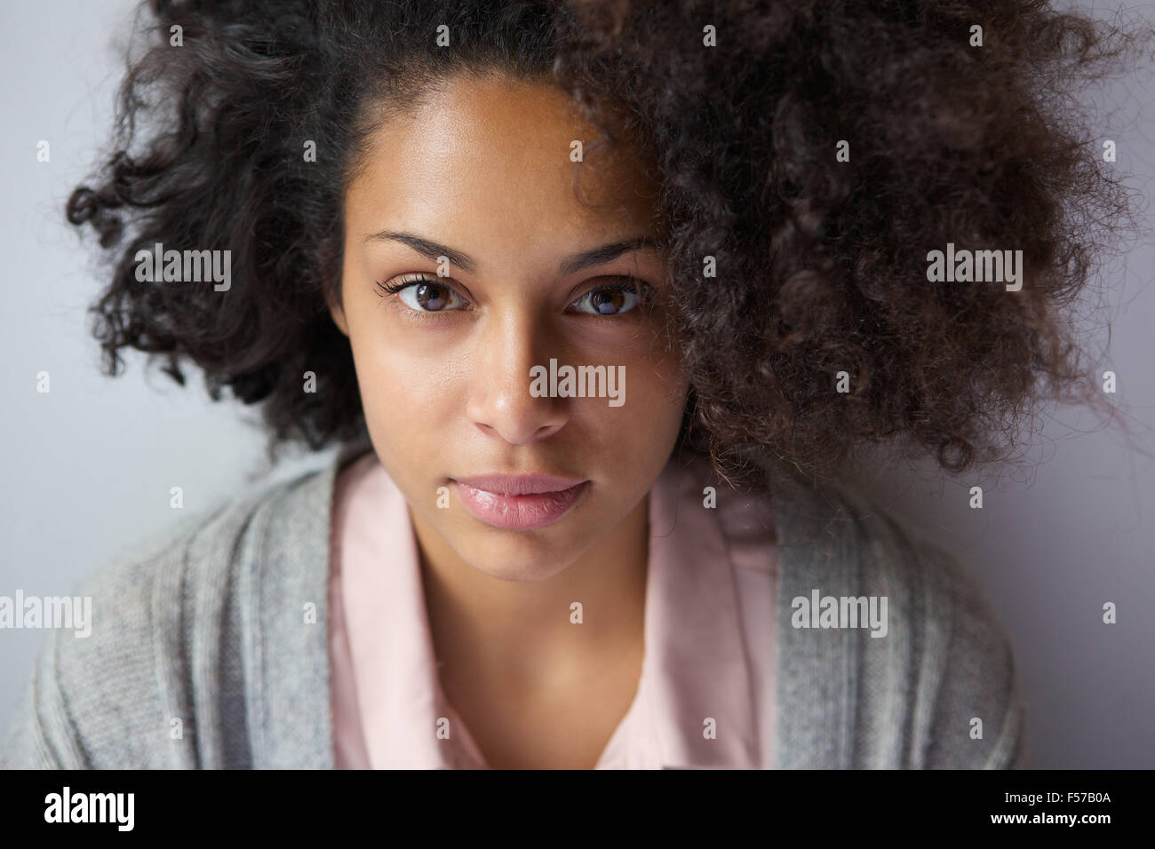 Close up portrait of an attractive young african american woman Stock ...