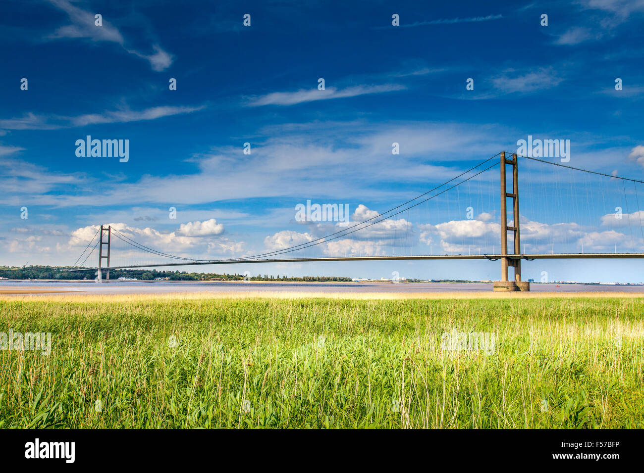 The Humber Suspension Bridge, Hull, United Kingdom. Stock Photo
