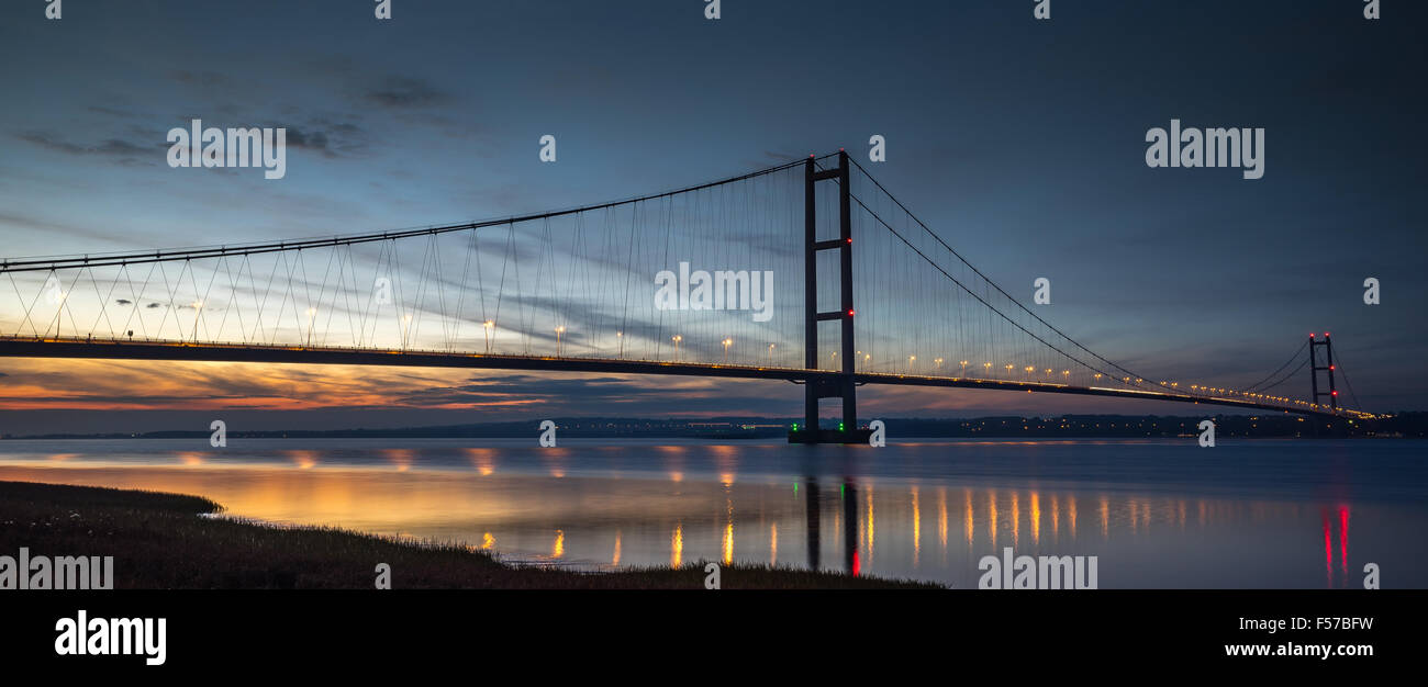 The Humber Bridge at Sunset Stock Photo