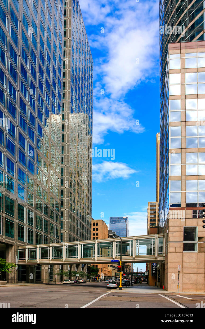 Downtown skyscrapers and cross-walks for easy access during the winter ...