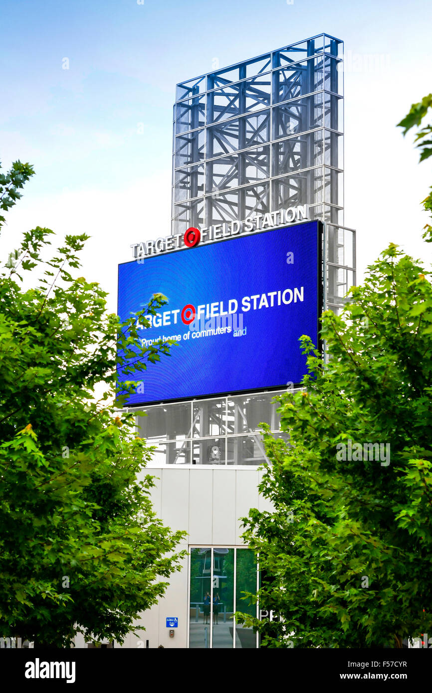 Target Field Station giant TV outside the sports stadium in Minneapolis MN Stock Photo