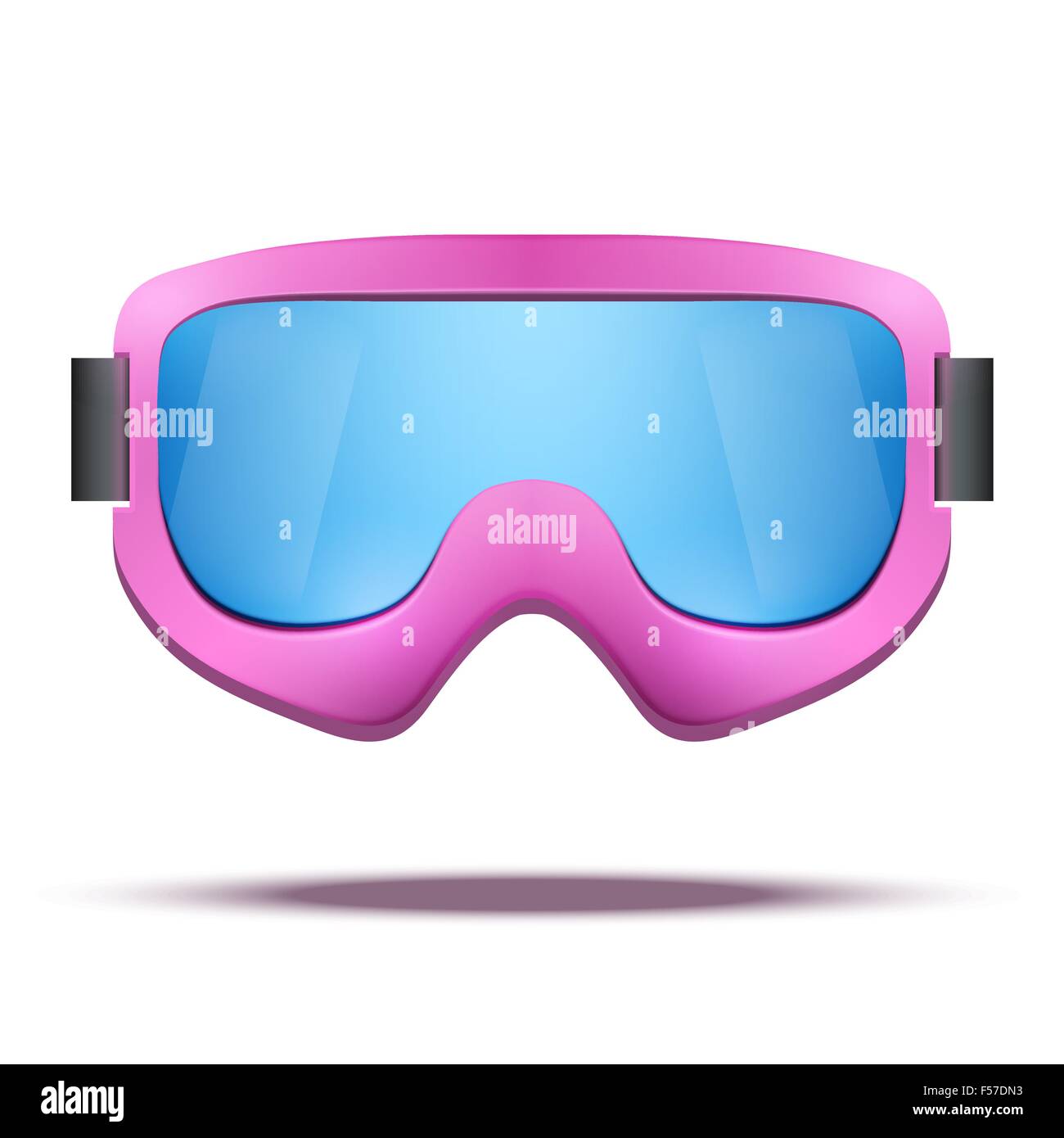 Classic vintage old school pink snowboard ski goggles with colorful ...