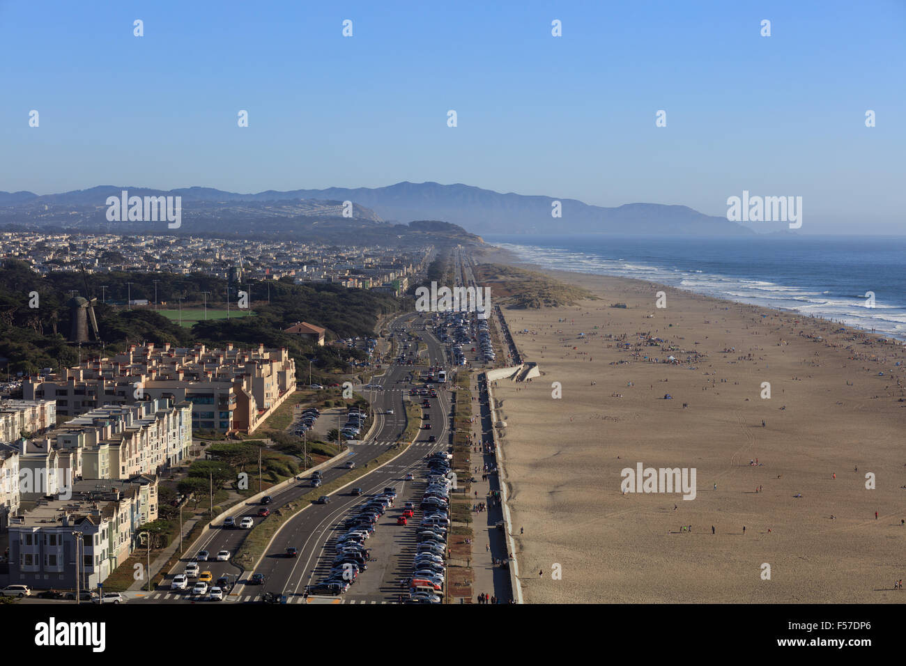 Ocean Beach, San Francisco, CA. (view from Sutro Heights) Stock Photo