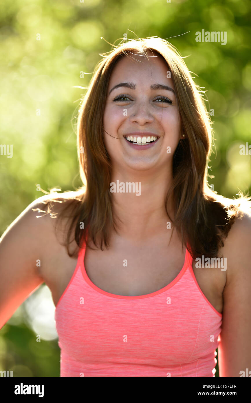 Young woman, portrait, backlight, Germany Stock Photo