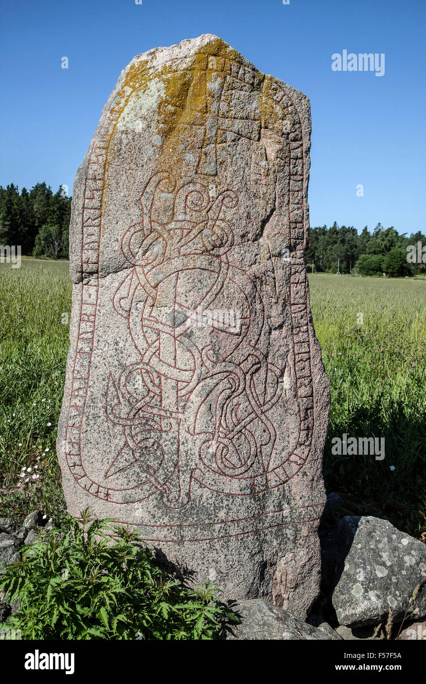 Runestone U 229 Gällsta, Vallentuna parish, Uppland, Sweden. Stock Photo