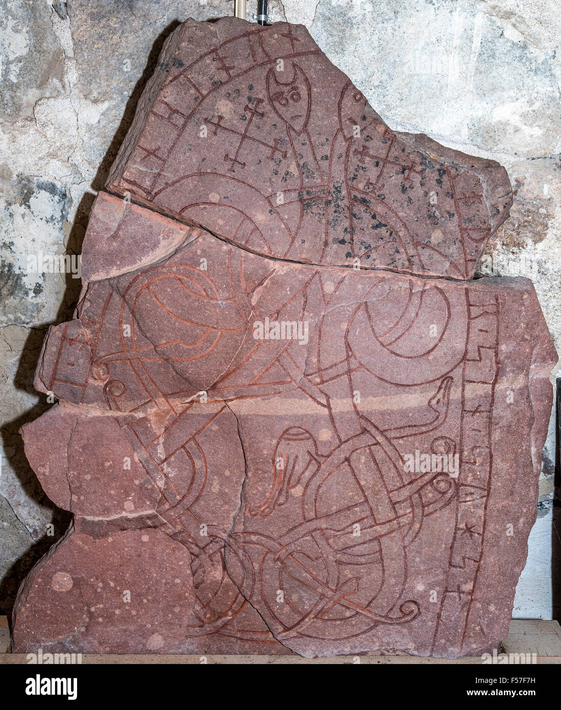 Runestone U 632, Kalmar Church, Kalmar parish, Uppland, Sweden. Stock Photo