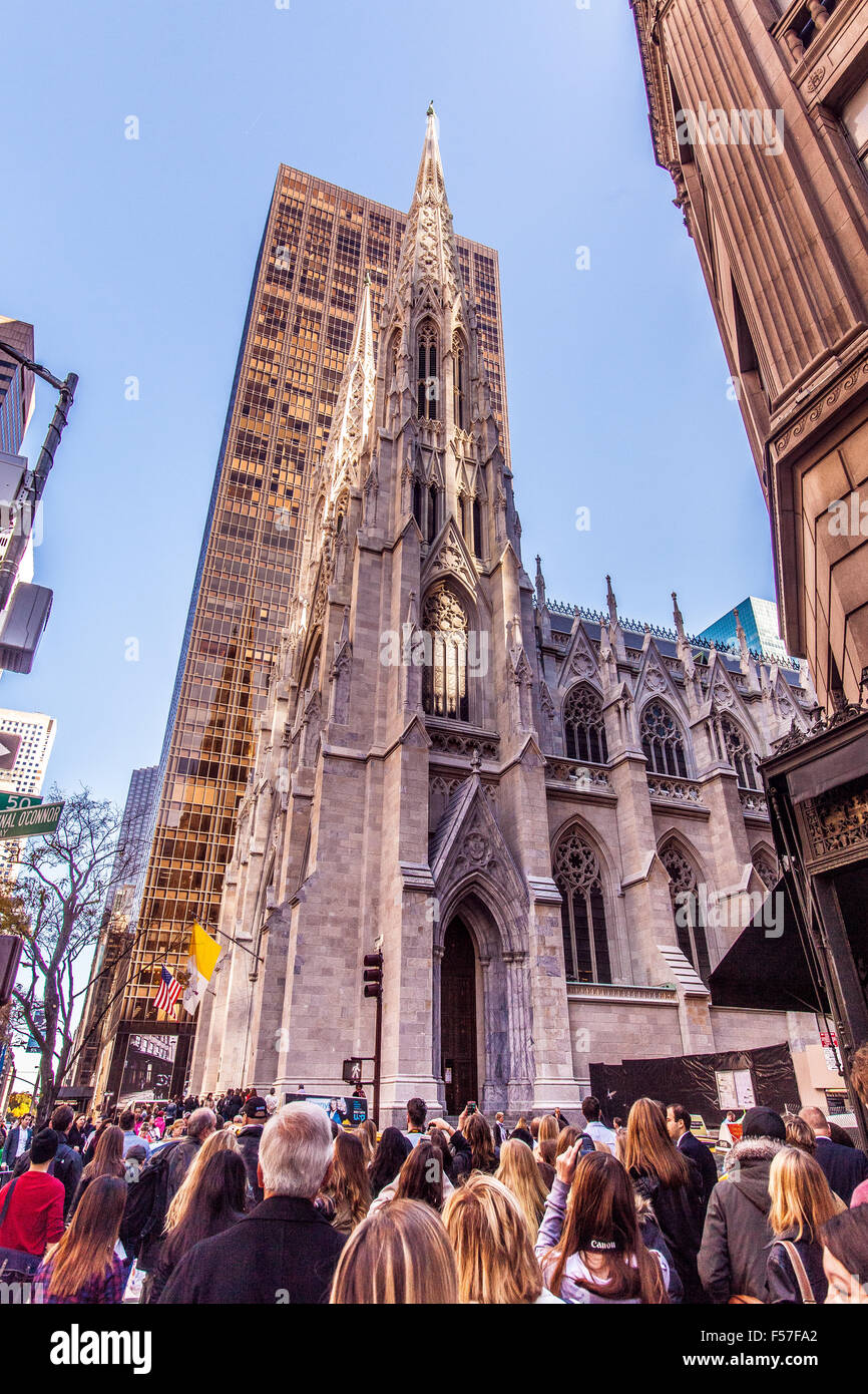 St Patrick's Cathedral on 5th Fifth Avenue, Manhattan,New York City, United States of America. Stock Photo