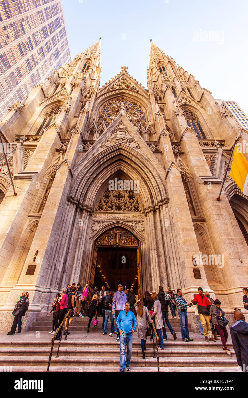 St Patrick's Cathedral on 5th Fifth Avenue, Manhattan,New York City, United States of America. Stock Photo