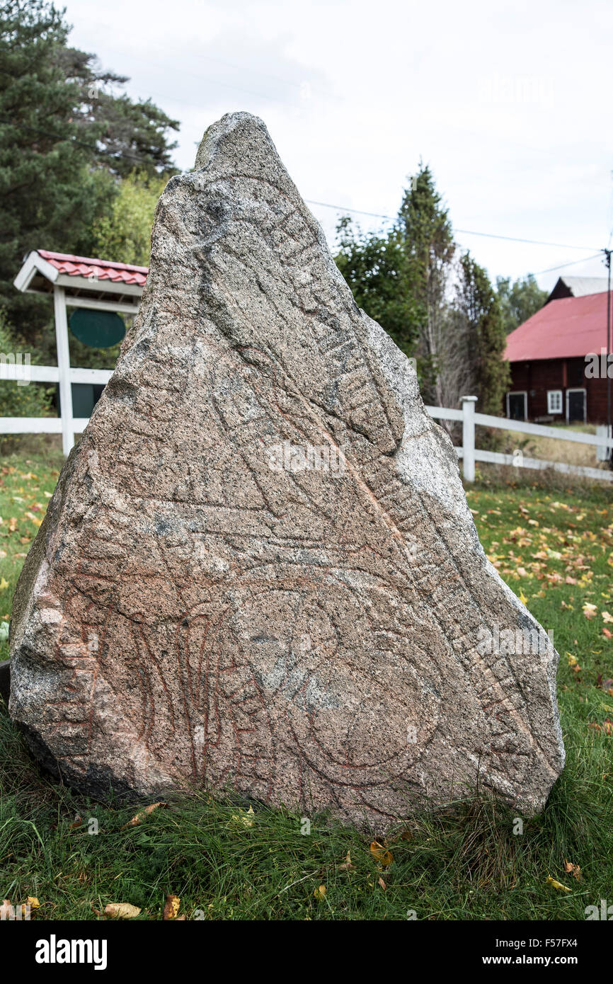 Runestone U 233, Kusta, Vallentuna parish, Uppland, Sweden. Stock Photo