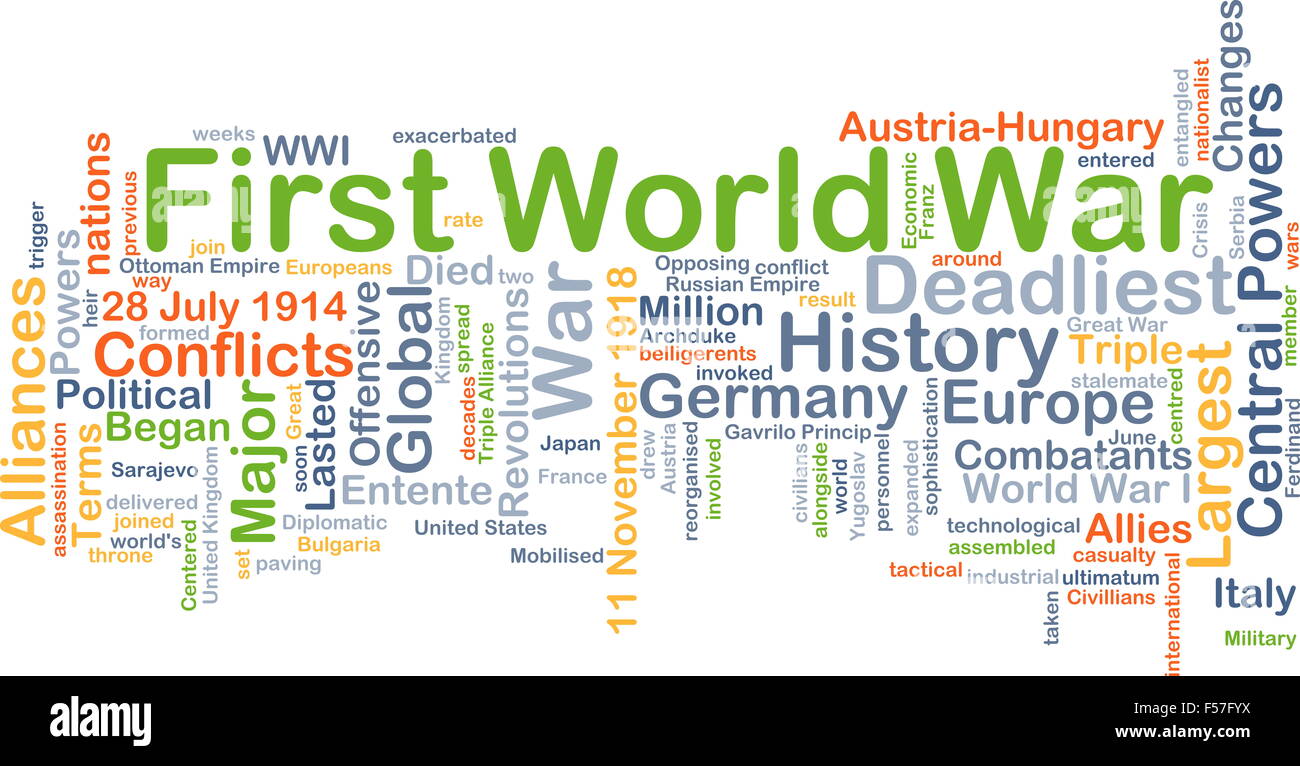 Background concept wordcloud illustration of First World War Stock Photo -  Alamy