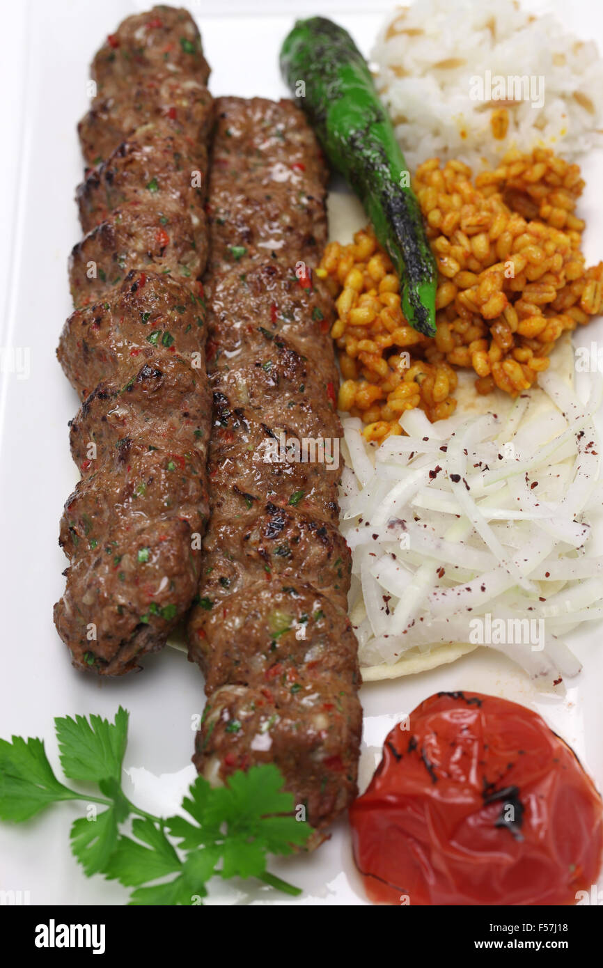 adana kebab, minced meat kebab, turkish food Stock Photo Alamy