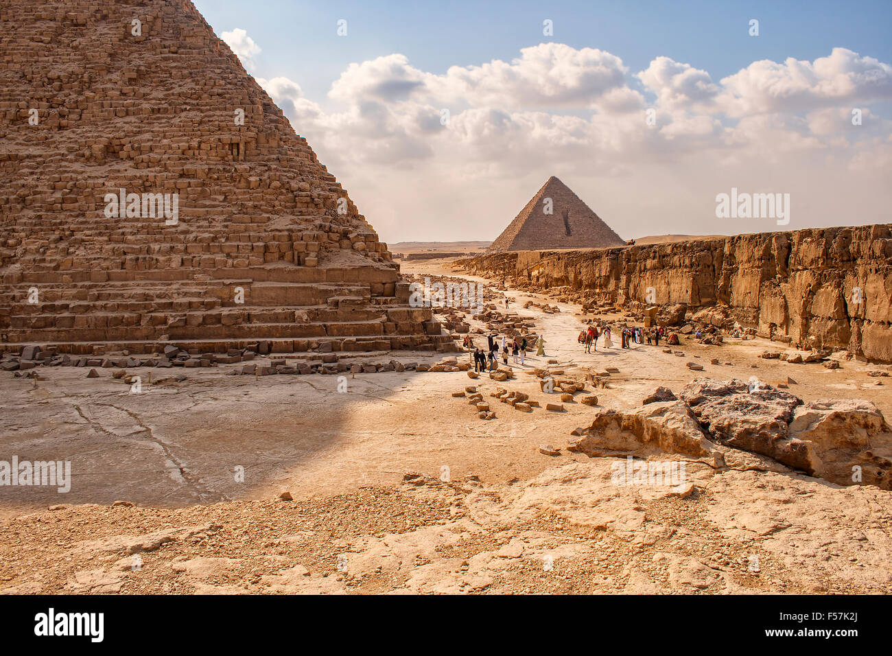 Image of the pyramids of Giza in Cairo, Egypt. Stock Photo
