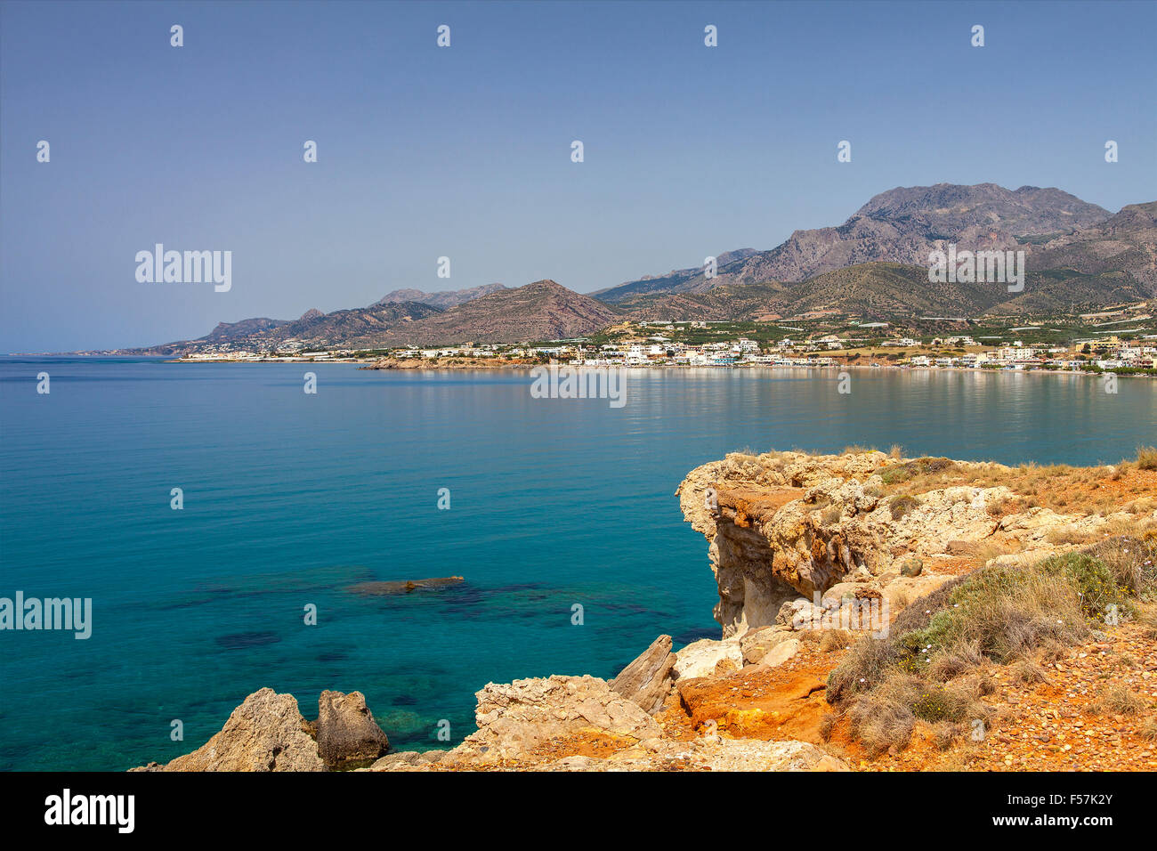 Image of the hilly south-east coast of Crete, Greece. Stock Photo