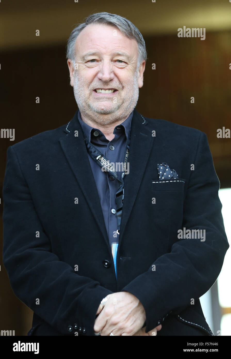 Dusseldorf, Germany. 29 October 2015. Electricity Conference celebrating electronic music in the capital of this genre. Joy Division, New Order and The Light bassist, Peter Hook, discusses his musical career and influences, with questions by Rob Keane. Credit:  Ashley Greb/Alamy Live News Stock Photo