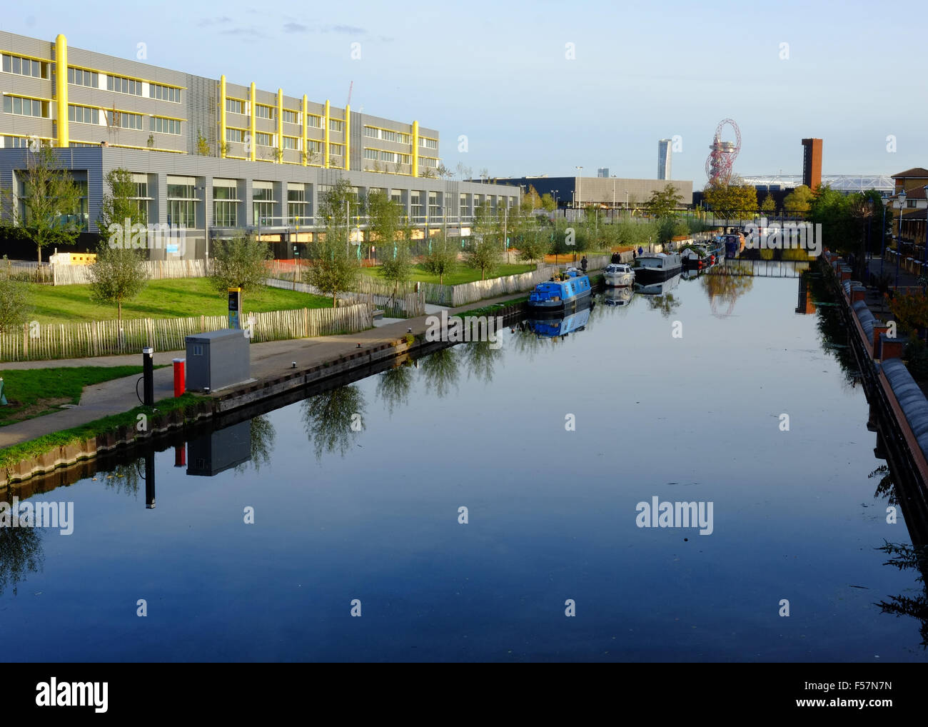 Here East building on the River Lea at Hackney Wick, Stratford, London Stock Photo