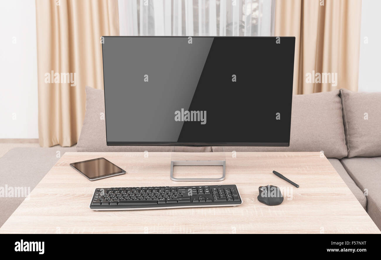 Worksplace with computer Stock Photo - Alamy