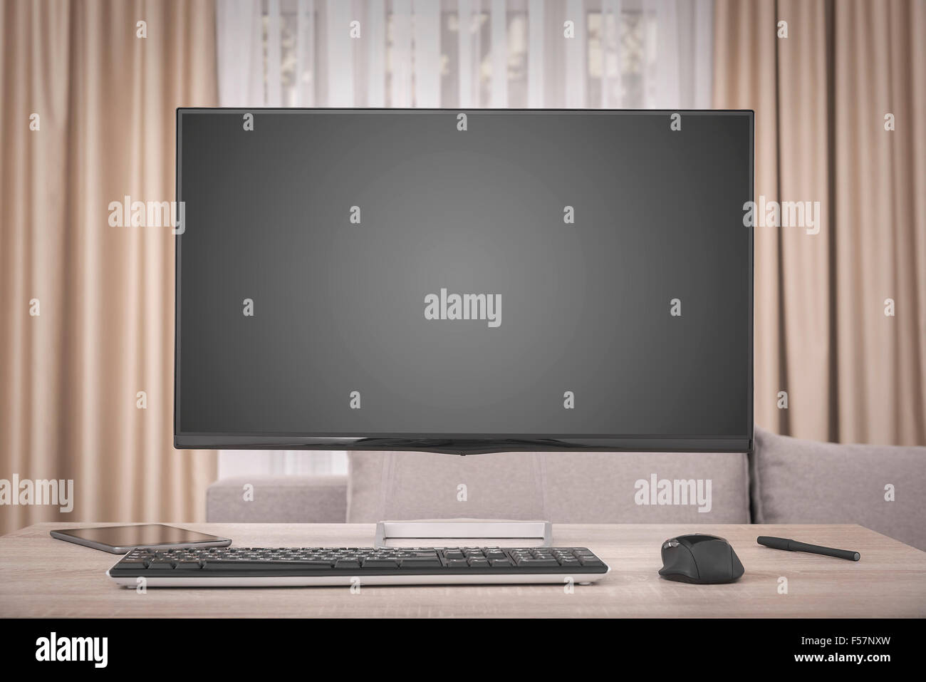 Worksplace with computer Stock Photo - Alamy