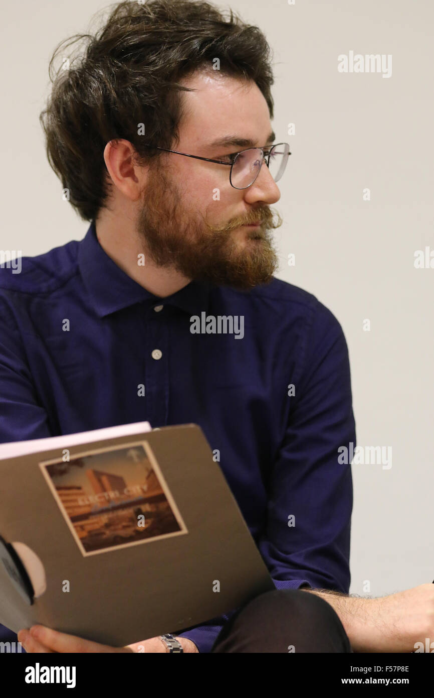 Dusseldorf, Germany. 29 October 2015. Electricity Conference celebrating electronic music in the capital of this genre. Joy Division, New Order and The Light bassist, Peter Hook, discusses his musical career and influences, with questions by Rob Keane. Credit:  Ashley Greb/Alamy Live News Stock Photo